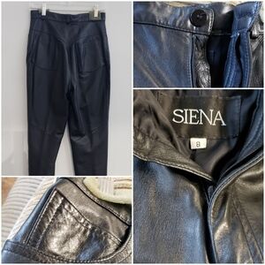 Siena black buttery leather straight leg pants